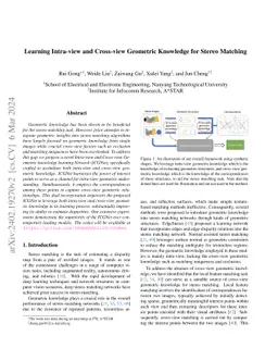Learning Intra-view and Cross-view Geometric Knowledge for Stereo
  Matching