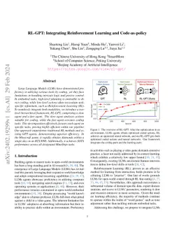 RL-GPT: Integrating Reinforcement Learning and Code-as-policy