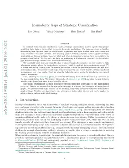 Learnability Gaps of Strategic Classification