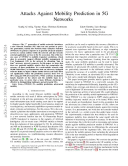 Attacks Against Mobility Prediction in 5G Networks