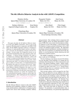 The 6th Affective Behavior Analysis in-the-wild (ABAW) Competition