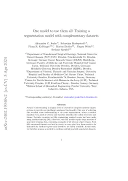 One model to use them all: Training a segmentation model with
  complementary datasets
