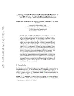 Assessing Visually-Continuous Corruption Robustness of Neural Networks
  Relative to Human Performance