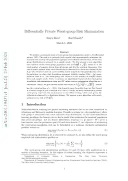 Differentially Private Worst-group Risk Minimization