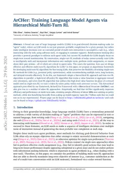ArCHer: Training Language Model Agents via Hierarchical Multi-Turn RL