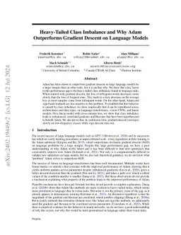 Heavy-Tailed Class Imbalance and Why Adam Outperforms Gradient Descent
  on Language Models