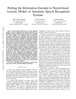 Probing the Information Encoded in Neural-based Acoustic Models of
  Automatic Speech Recognition Systems