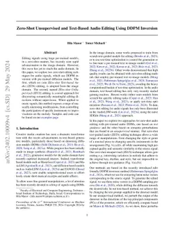 Zero-Shot Unsupervised and Text-Based Audio Editing Using DDPM Inversion