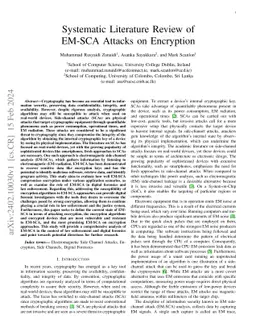 Systematic Literature Review of EM-SCA Attacks on Encryption