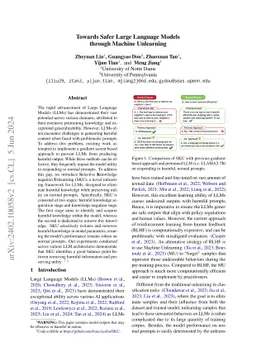 Towards Safer Large Language Models through Machine Unlearning