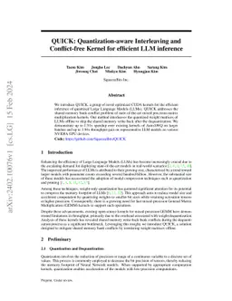 QUICK: Quantization-aware Interleaving and Conflict-free Kernel for
  efficient LLM inference