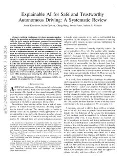 Explainable AI for Safe and Trustworthy Autonomous Driving: A Systematic
  Review