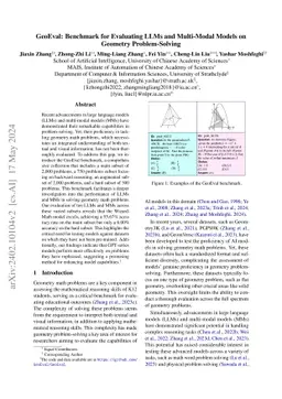 GeoEval: Benchmark for Evaluating LLMs and Multi-Modal Models on
  Geometry Problem-Solving