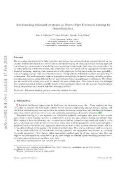 Benchmarking federated strategies in Peer-to-Peer Federated learning for
  biomedical data