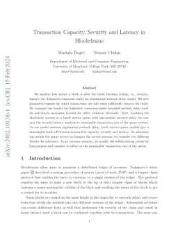 Transaction Capacity, Security and Latency in Blockchains
