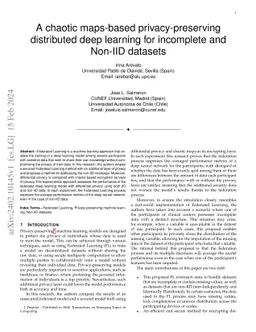 A chaotic maps-based privacy-preserving distributed deep learning for
  incomplete and Non-IID datasets