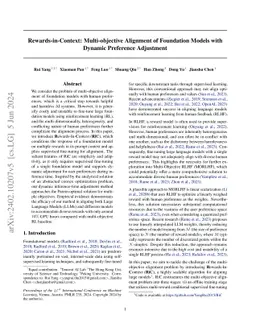 Rewards-in-Context: Multi-objective Alignment of Foundation Models with
  Dynamic Preference Adjustment