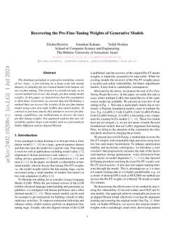Recovering the Pre-Fine-Tuning Weights of Generative Models