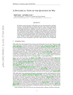 A Dynamical View of the Question of Why
