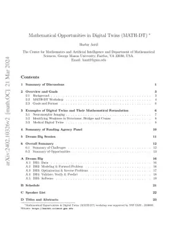 Mathematical Opportunities in Digital Twins (MATH-DT)