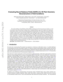 Evaluating NeRFs for 3D Plant Geometry Reconstruction in Field
  Conditions