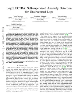 LogELECTRA: Self-supervised Anomaly Detection for Unstructured Logs