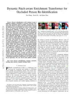 Dynamic Patch-aware Enrichment Transformer for Occluded Person
  Re-Identification