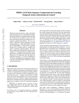 PRISE: LLM-Style Sequence Compression for Learning Temporal Action
  Abstractions in Control
