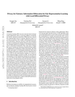 Privacy for Fairness: Information Obfuscation for Fair Representation
  Learning with Local Differential Privacy