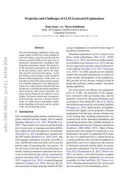 Properties and Challenges of LLM-Generated Explanations