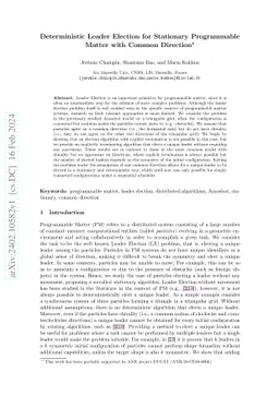 Deterministic Leader Election for Stationary Programmable Matter with
  Common Direction