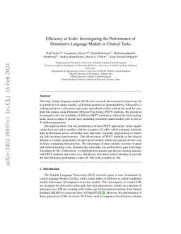 Efficiency at Scale: Investigating the Performance of Diminutive
  Language Models in Clinical Tasks