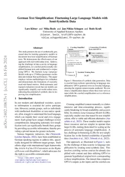 German Text Simplification: Finetuning Large Language Models with
  Semi-Synthetic Data