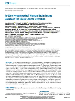 In-Vivo Hyperspectral Human Brain Image Database for Brain Cancer
  Detection