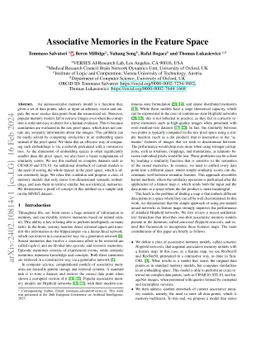 Associative Memories in the Feature Space