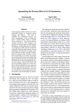 Quantifying the Persona Effect in LLM Simulations