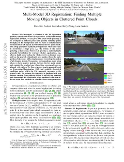Multi-Model 3D Registration: Finding Multiple Moving Objects in
  Cluttered Point Clouds