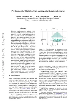 Proving membership in LLM pretraining data via data watermarks