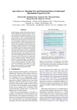 SportsMetrics: Blending Text and Numerical Data to Understand
  Information Fusion in LLMs
