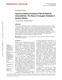 Quantum-Inspired Analysis of Neural Network Vulnerabilities: The Role of
  Conjugate Variables in System Attacks