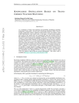 Knowledge Distillation Based on Transformed Teacher Matching