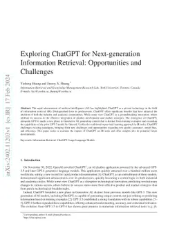 Exploring ChatGPT for Next-generation Information Retrieval:
  Opportunities and Challenges