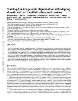 Training-free image style alignment for self-adapting domain shift on
  handheld ultrasound devices