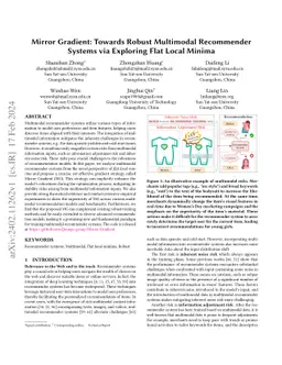 Mirror Gradient: Towards Robust Multimodal Recommender Systems via
  Exploring Flat Local Minima