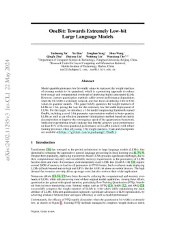 OneBit: Towards Extremely Low-bit Large Language Models
