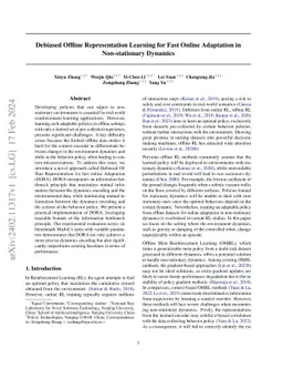 Debiased Offline Representation Learning for Fast Online Adaptation in Non-stationary Dynamics
