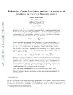 Estimation of trace functionals and spectral measures of covariance
  operators in Gaussian models