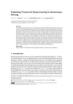 Exploiting T-norms for Deep Learning in Autonomous Driving