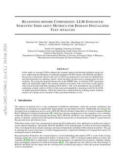 Reasoning before Comparison: LLM-Enhanced Semantic Similarity Metrics
  for Domain Specialized Text Analysis
