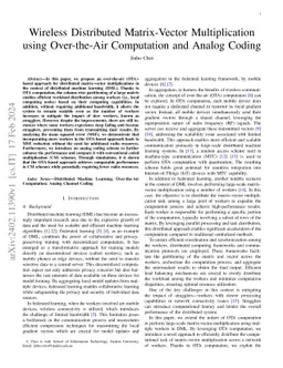 Wireless Distributed Matrix-Vector Multiplication using Over-the-Air
  Computation and Analog Coding